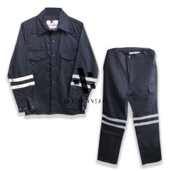 Two Piece Work Suit - Navy Blue