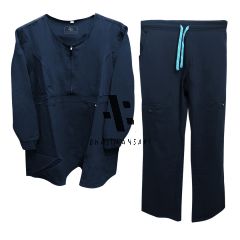 Long Sleeve Scrub Suit w/ Tulip Zipper -  Navy Blue