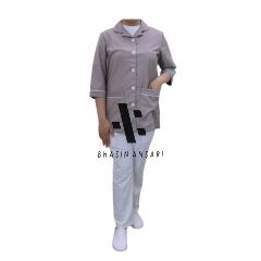 House Care Uniform Ladies - White / Taupe